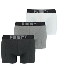Puma Boxershort Lifestyle 3Pack Grijs Wit Zwart