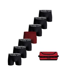 Bjorn Borg Heren Boxershort 7Pack Cotton Stretch Black Red Bag MP003