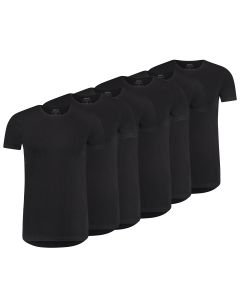 MWTS Heren T-shirt ronde hals Slim fit zwart 3+3 6-Pack