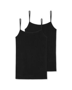 Schiesser Dames Spaghetti Hemd 95/5 Organic 2Pack Zwart