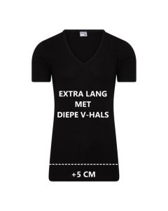 Beeren Heren Extra lang T-shirt met diepe V-hals M3000 Zwart