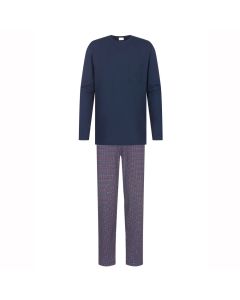 MEY Heren Pyjama Lange mouw Red Tyle Yacht Blue 2240003