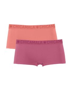 MuchachoMalo Dames Short 2Pack Solid Purple Orange 25