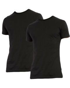 Claesens slim fit t-shirt 2 pack short sleeve black 95% katoen 5% elastaan