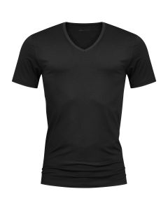 MEY Heren V-Neck Shirt Zwart Dry Cotton 46007