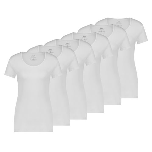MWTS Dames T-shirt ronde hals wit 3+3 6-Pack