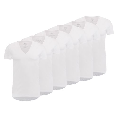 MWTS Heren T-shirt diepe V-hals Slim Fit 3+3 6-Pack