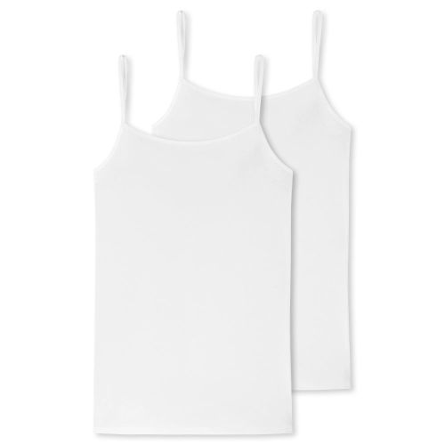 Schiesser Dames Spaghetti Hemd 95/5 Organic 2Pack Wit