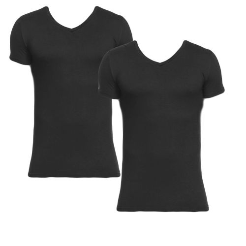 STORMEN Bamboe V-Shirt Zwart 2-pack