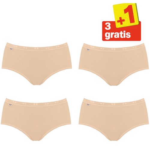 Sloggi Basic Midi Slip 4 pack Huid 3+1 Gratis