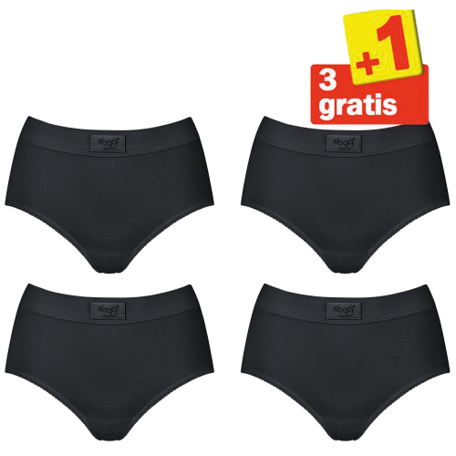 Sloggi Double Comfort Maxi 4 pack Zwart 3+1 Gratis