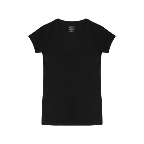 Claesens Dames T-Shirt Zwart V-Hals