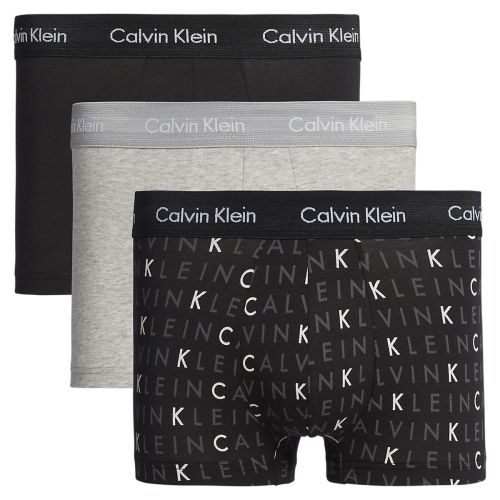 Calvin Klein Ondergoed 3Pack Zwart Grijs Logo Low Rise Trunk