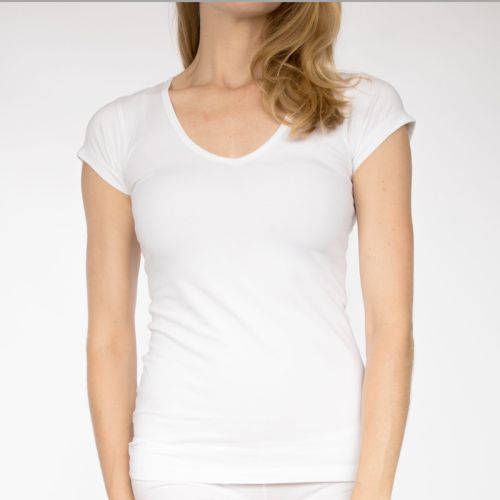 Claesens Dames T-Shirt Wit V-Hals