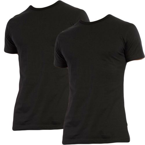 Claesens slim fit t-shirt 2 pack short sleeve black 95% katoen 5% elastaan