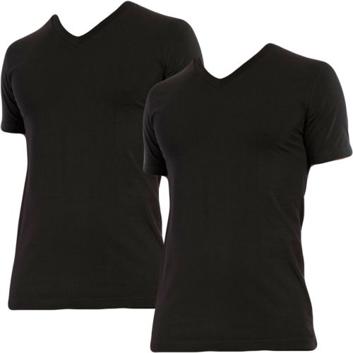 Claesens slim fit t-shirt v-hals 2 pack short sleeve black 95% katoen 5% elastaan
