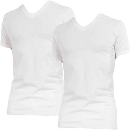 Claesens slim fit t-shirt v-hals 2 pack short sleeve white 95% katoen 5% elastaan