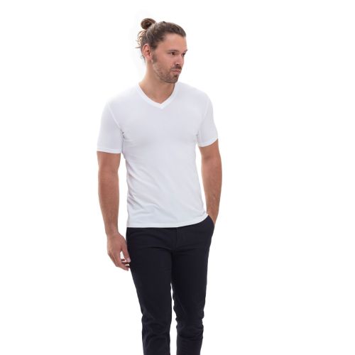 MEY Heren HYBRID V-Shirt Wit 30038