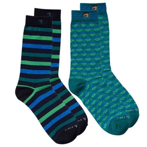Scotch & Soda sokken 2pack Stripe/Flower Green