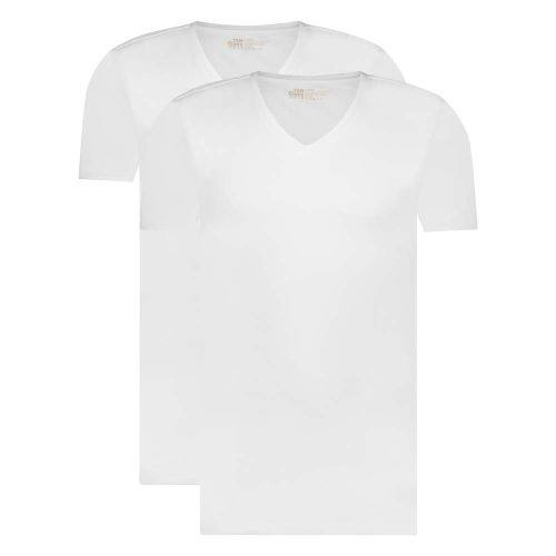 Ten Cate Heren Basics V-neck Shirt Cotton Stretch 2Pack Wit
